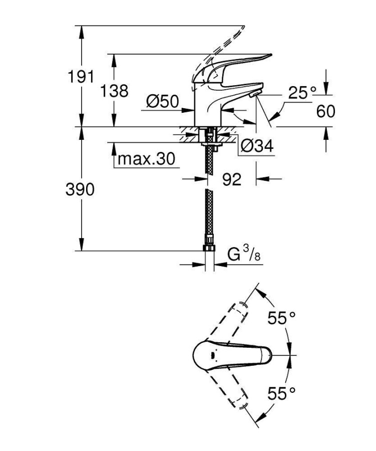 Grohe Euroeco Special 32762000 смеситель для раковины 35 мм