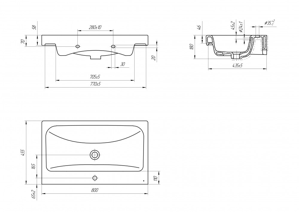 Cersanit MODUO 80 UM-MOD80/1 раковина встраиваемая сверху