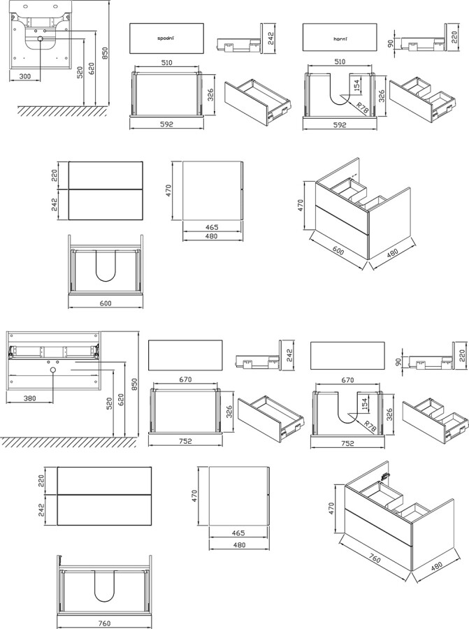 Ravak Rosa II тумба X000001295 под умывальник подвесная 76 см