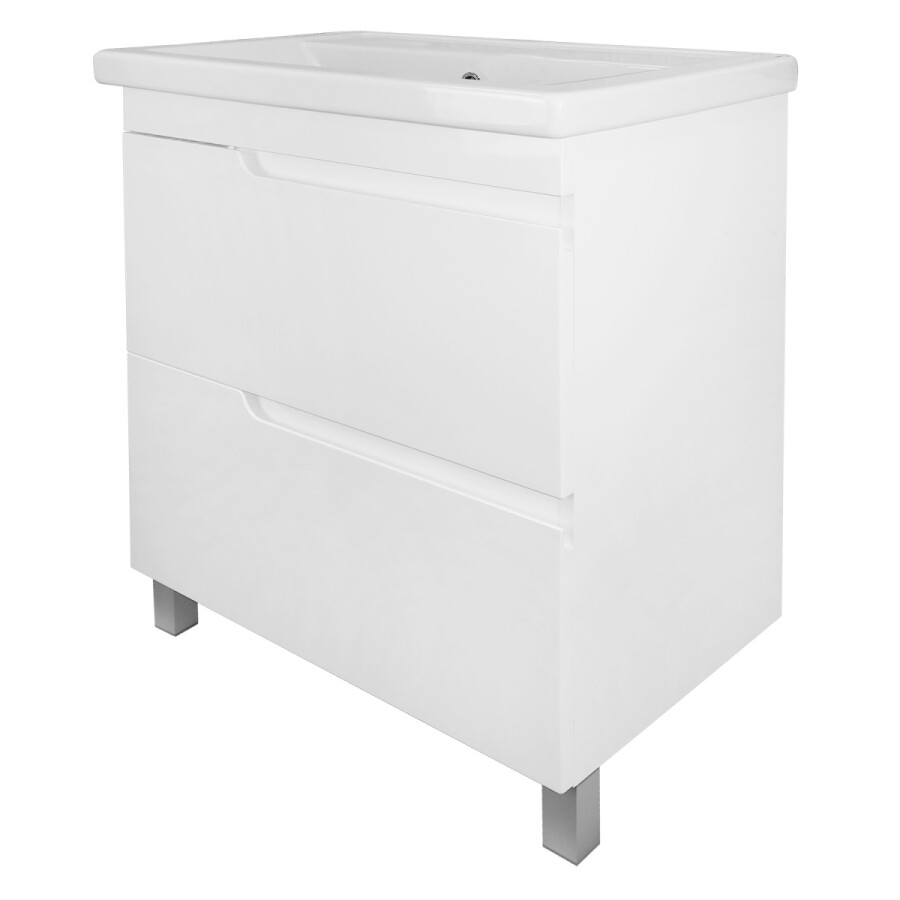 Комплект Тумба Azario KANTRI 70/2Н 700х455х865 напольная, с раковиной Фостер 70, белый глянцевый CS00097252