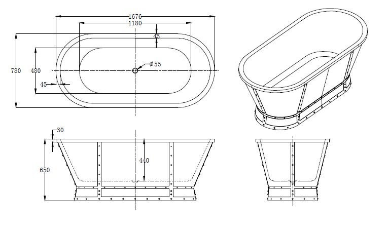 BelBagno BB35 167*78 ванна акриловая овальная