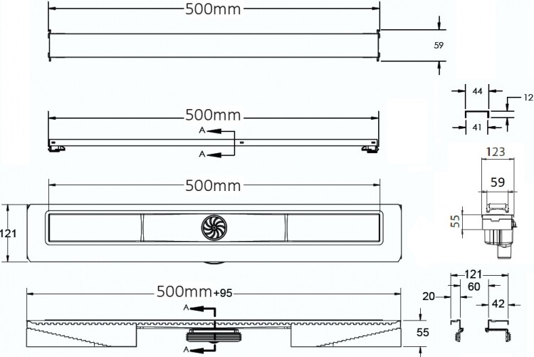 Berges Wasserhaus C1 Norma 090036 Душевой лоток 500 мм