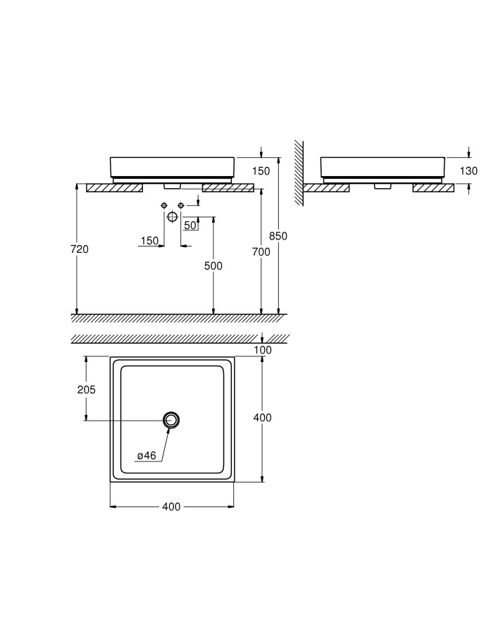 Grohe Cube Ceramic 3948200H раковина накладная 40 см альпин-белый