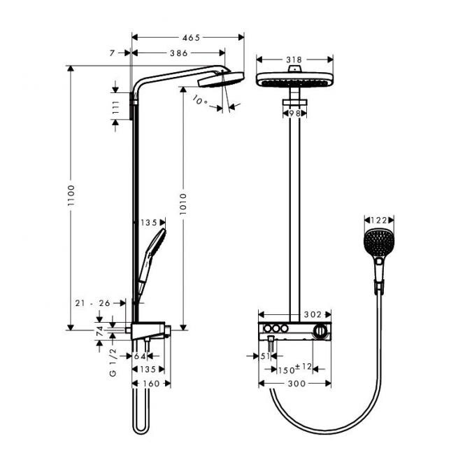 Hansgrohe Raindance Select E 300 3jet 27127400 Душевая система без излива
