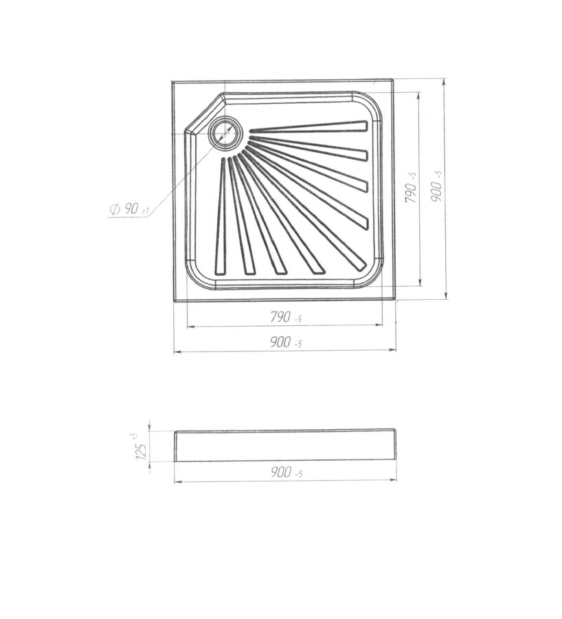 1 Marka Quadro квадратный 90*90 душевой поддон акриловый 01пкв90