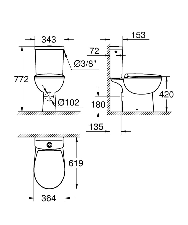 Grohe Bau Ceramic 39496000 унитаз напольный
