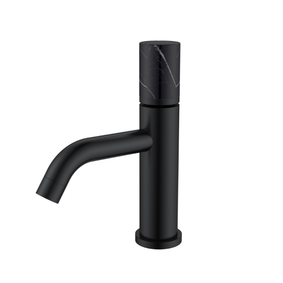 Смеситель для раковины Boheme Stick Черный ручка Черный Мрамор 121-B-MR-B