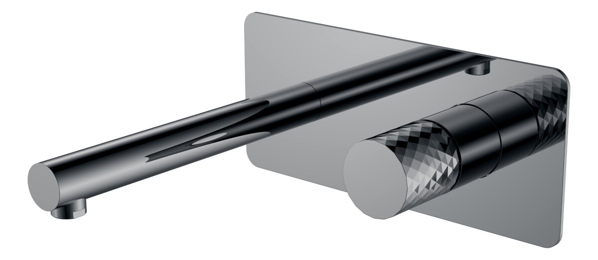 Смеситель для раковины из стены Boheme Stick ручка Diamond Shine Gun Metal 125-SGM