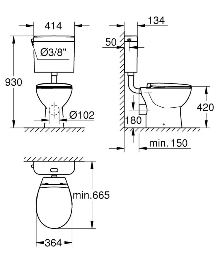 Grohe Bau Ceramic 39560000 унитаз напольный
