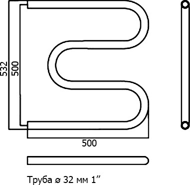 Terminus M-образный полотенцесушитель водяной М 500*500
