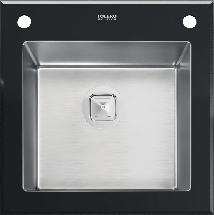 Мойка Tolero Ceramic Glass TG-500 нержавеющая сталь и закаленное стекло черный 50 x 50 см