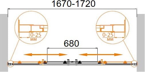 Cezares MOLVENO-BF-2-170-P-Cr душевые двери 170*195