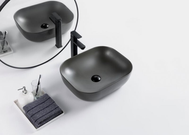BelBagno BB1302-H311 раковина накладная 50 см серая матовая