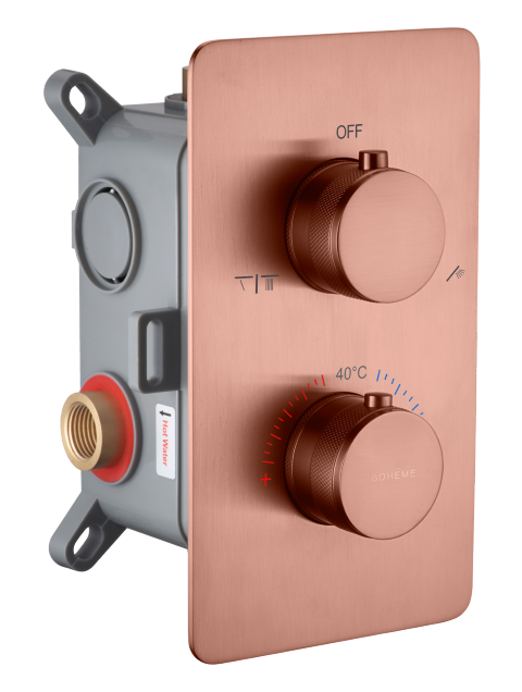 Смеситель встраиваемый с термостатом 2-х проходной Boheme Cell Thermo Copper Brushed 134-2-CB