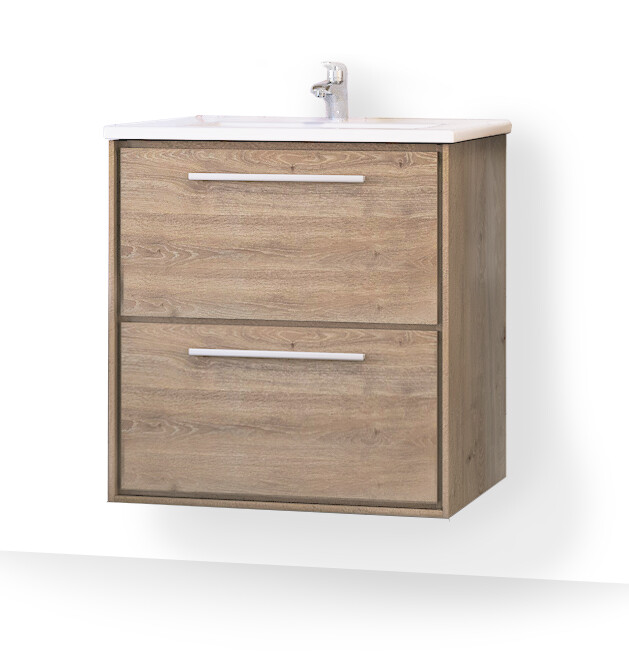 Raval Frame 60 тумба Fra.01.60/P/DT с раковиной QDR60SLWB01 подвесная, дуб трюфель