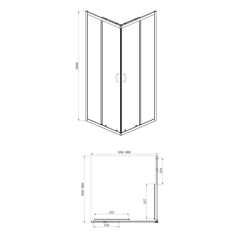 Azario Milton 1142 Black душевое ограждение 90 90 см AZ-ND1142 900 Black
