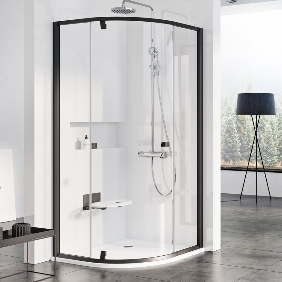 Ravak Pivot Душевой уголок трехэлементный PSKK3-100 черный+транспарент 376AA300Z1