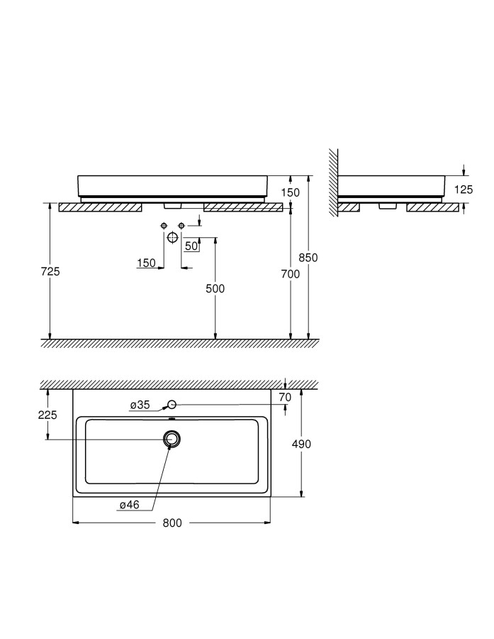 Grohe Cube Ceramic 3947600H раковина накладная 80 см альпин-белый