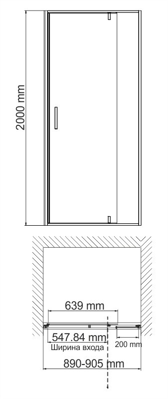 WasserKRAFT Elbe 74P04 душевые двери 90*200