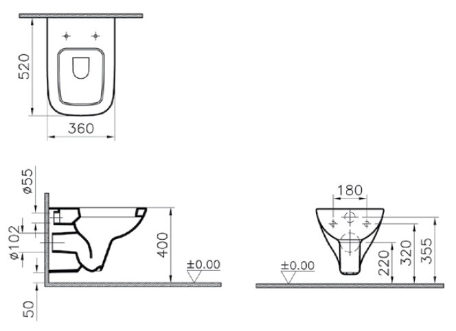VitrA S20 5507B003-0101 подвесной унитаз