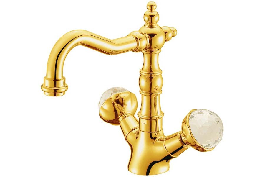 Смеситель для раковины высокий Boheme Imperiale Presente Золото с кристаллом Swarovski 332