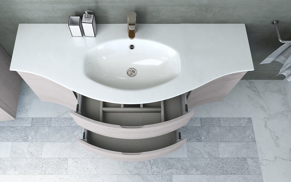 Cezares Vague 140 см rovere sbiancato тумба с раковиной подвесная