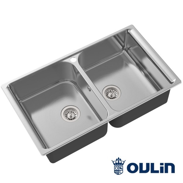 Oulin OL-S8201 кухонная мойка satin система POP-UP 85.6x48.6 см