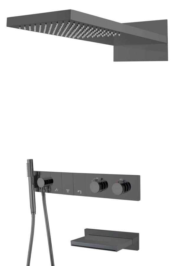 Душевая система трехпозиционная с термостатом и изливом Boheme Zodiac Shine Gun Metal 133-2-SGM