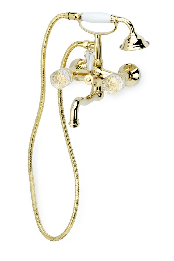 Смеситель для ванны с душевым комплектом Boheme Crystal Золото 293-CRST