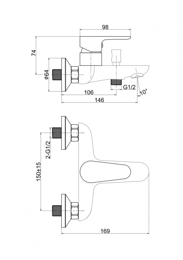Cersanit Cersania 63031 смеситель для ванны хром