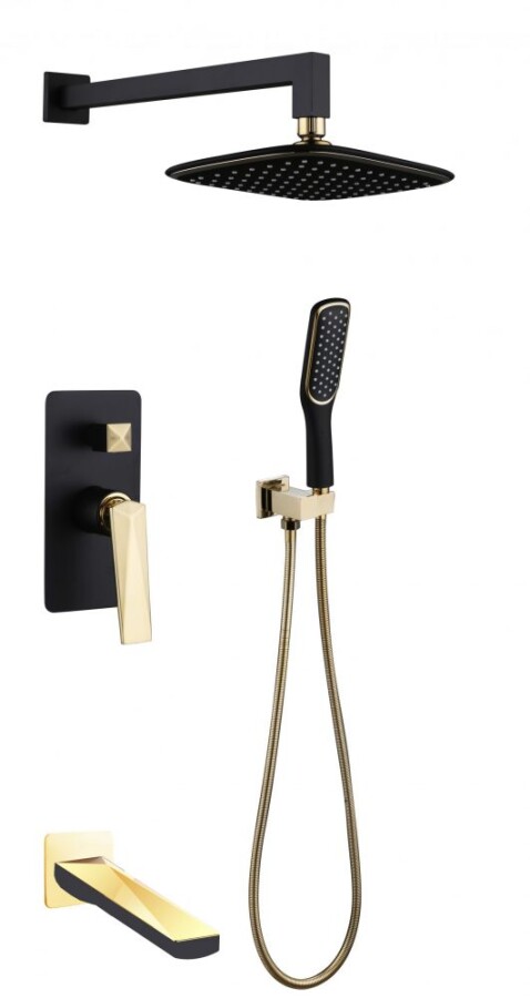 Душевая система с изливом Boheme Venturo Черный / Золото 384-B-2
