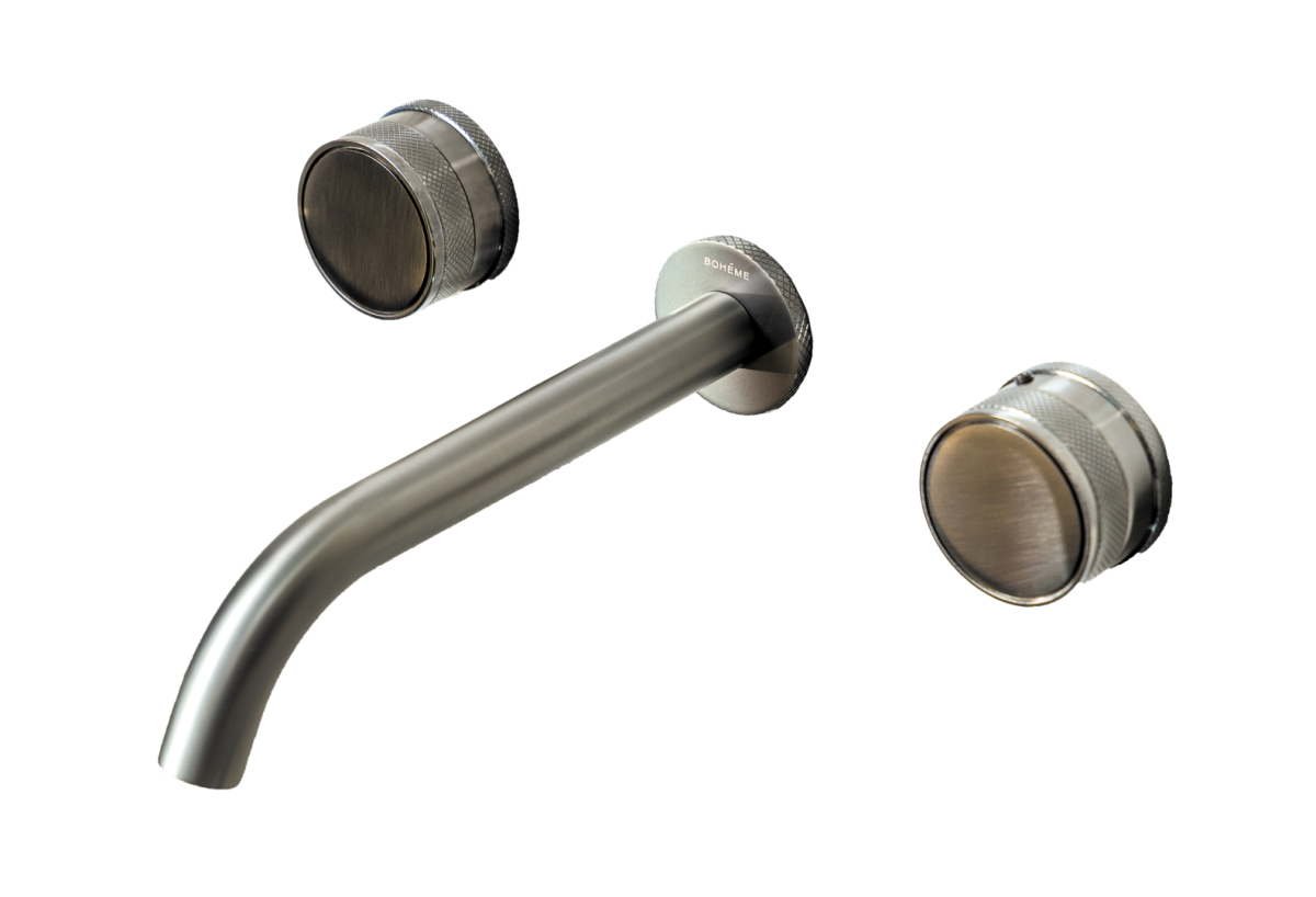 Смеситель для раковины из стены Boheme Prestige Gun Metal на 3 отв. 152-2-GM-PR