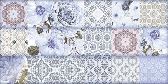 Уралкерамика Фрейя 8х50 см декор настенный голубой 2