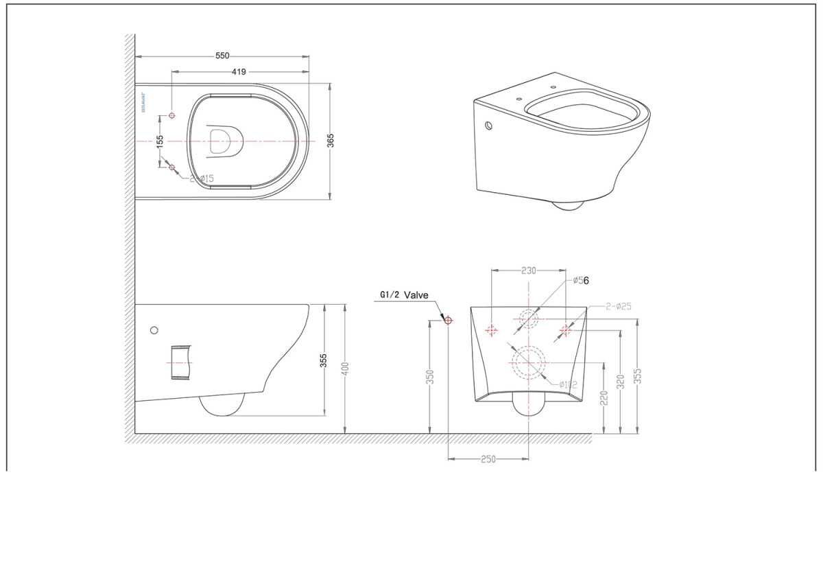 Bravat C01017UW-A-ENG унитаз подвесной