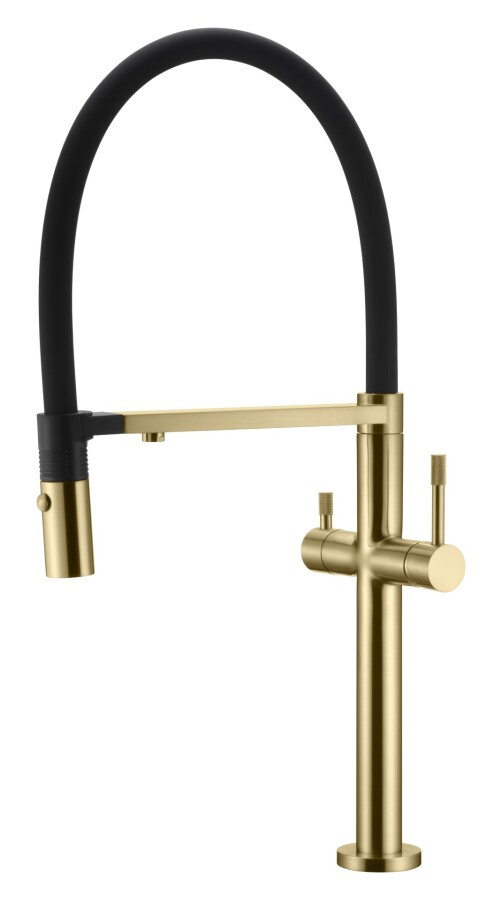 Смеситель для кухни Boheme Kitchen Uno Matt Gold 115-MG c краном для питьевой воды