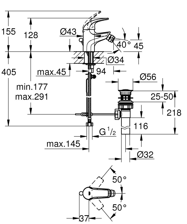 Grohe BauCurve 32849000 смеситель для биде