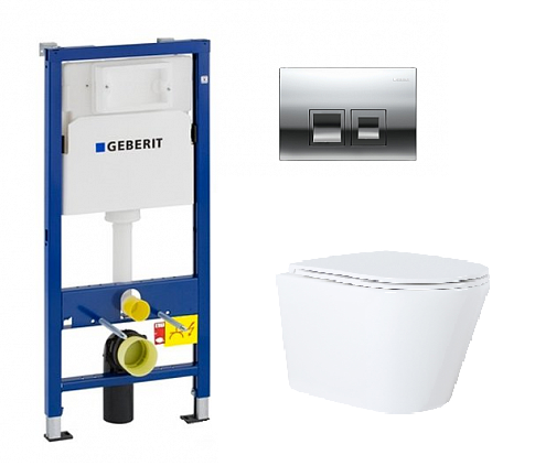 Инсталляция Geberit Duofix Delta 458.149.21.1 с клавишей и унитазом Azario AZ-0053