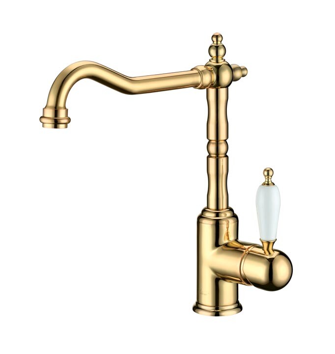 Смеситель для кухни Boheme Kitchen Tradizionale Oro белая керамика 102