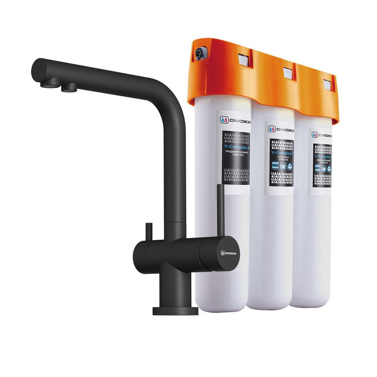 Omoikiri Nagano-P+PURE DROP LITE смеситель для кухни черный 4047.8028P