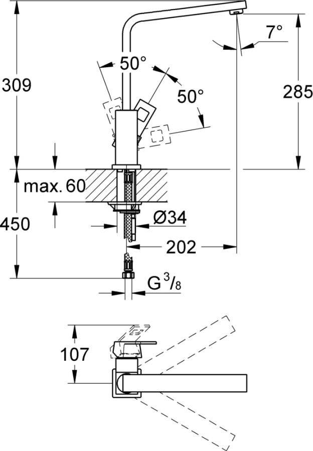 Grohe Eurocube 31255000 смеситель для кухни хром
