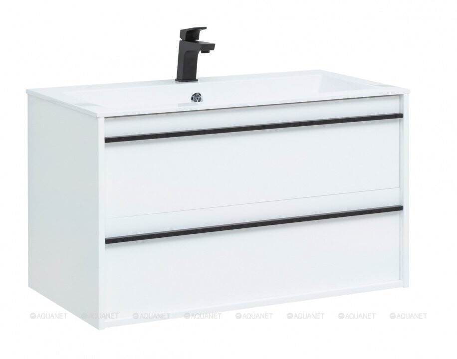 Aquanet Lino 90 тумба под раковину подвесная белый матовый 00253904