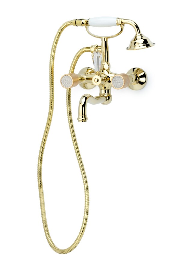 Смеситель для ванны с душевым комплектом Boheme Royal Cristal Золото переключатель Swarovski 293-Royal/CRST