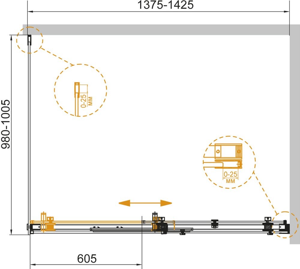 Cezares STYLUS-SOFT-AH-1-140/100-C-Cr душевое ограждение 140*100*195