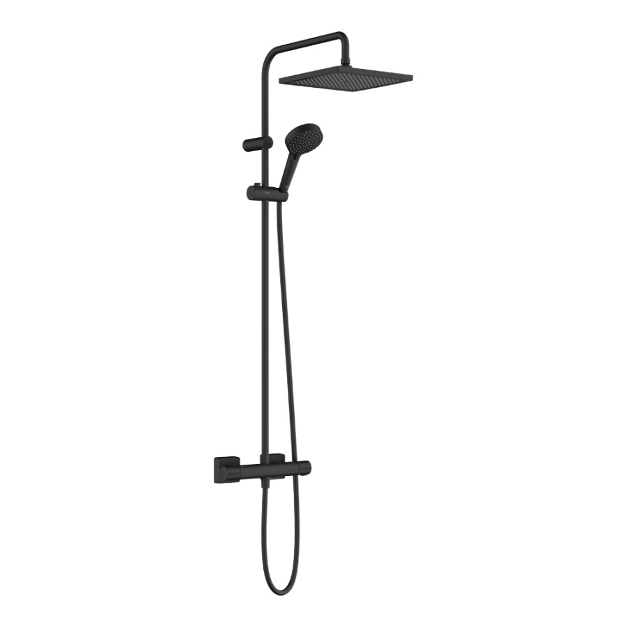 Hansgrohe Vernis Shape Душевая система Showerpipe 240 1 jet с термостатом черный матовый 26427670