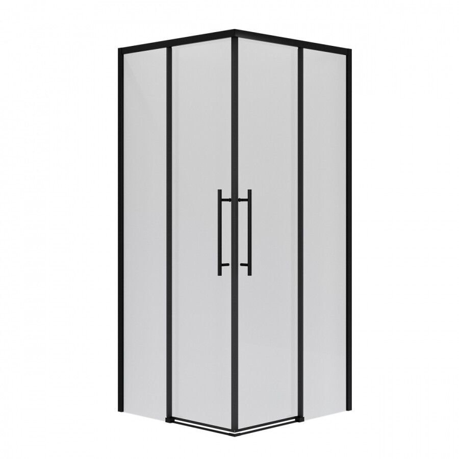 Душевое ограждение Niagara Nova NG-6830-34ВLACK (100х100х195) квадрат,черный матовый,двери раздвижные,стекло прозрачное,1 место