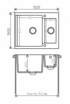 Polygran Brig 620 62 50 см мойка для кухни черный 16