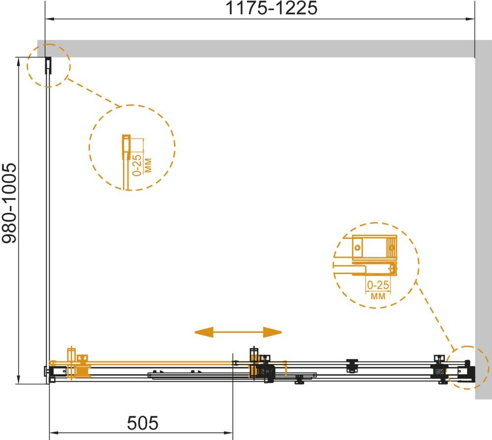 Cezares STYLUS-SOFT-AH-1-120/100-C-Cr душевое ограждение 120*100*195