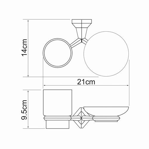 WasserKRAFT Aller K-1126C стакан с мыльницей хром