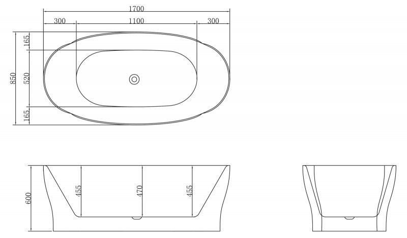 BelBagno BB403-1700-850 170*85 ванна акриловая овальная