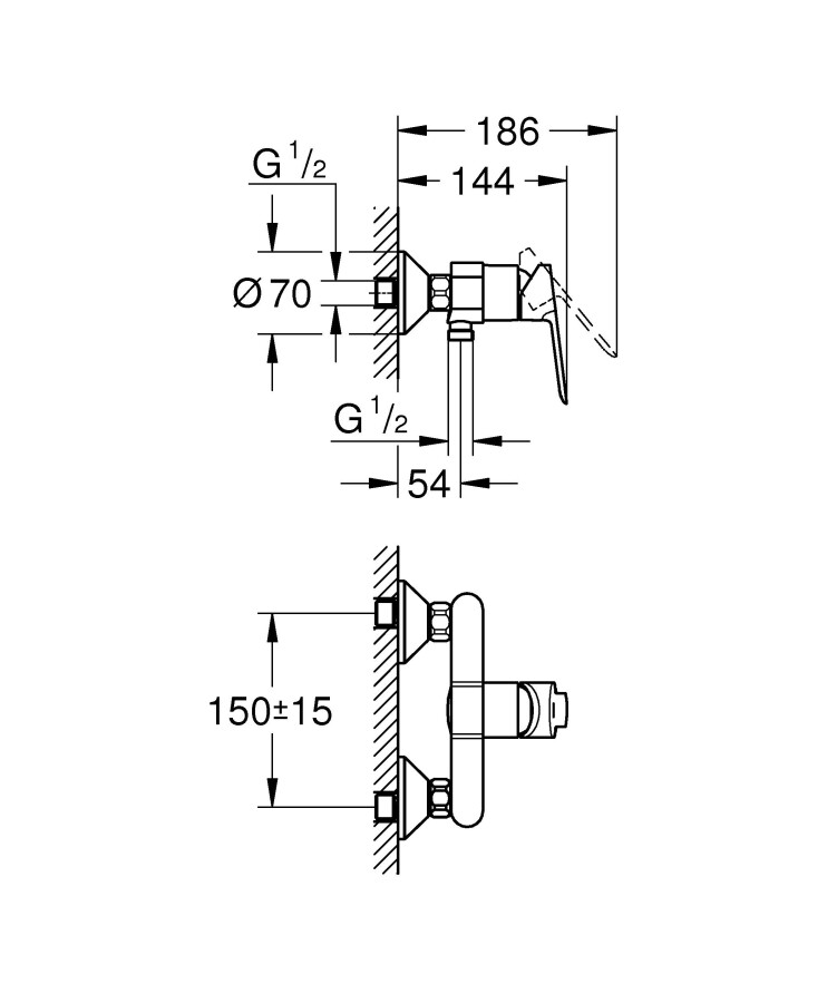 Grohe BauEdge 23636000 смеситель для душа